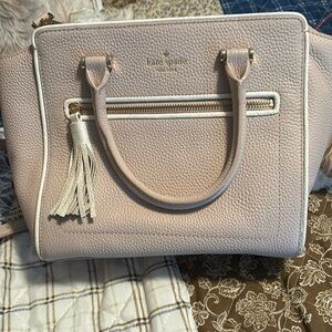 Tan with white Kate Spade bag.